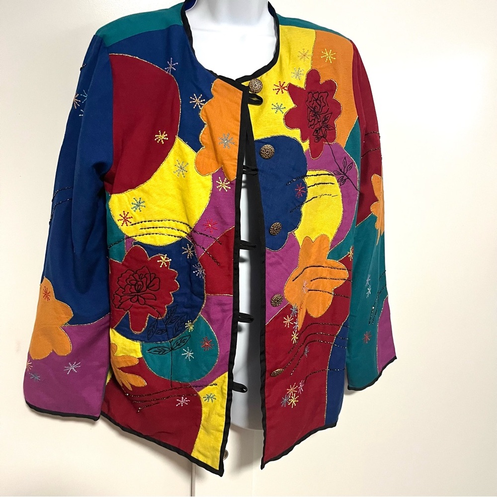 Patchwork Indigo Moon Jacket India Size Medium Co… - image 2